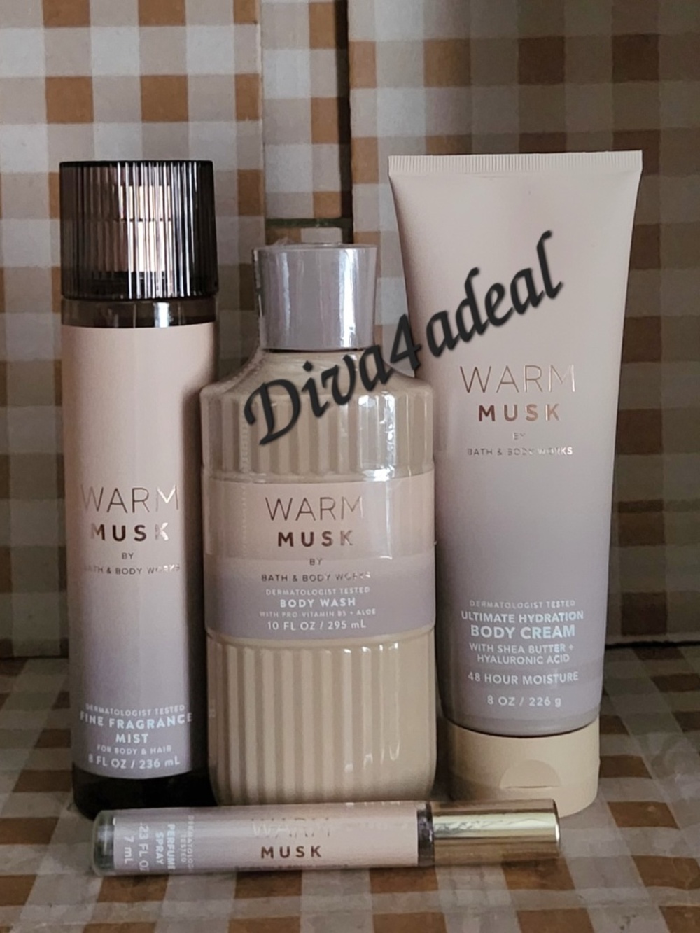Bath & Body Works WARM MUSK 4PC Collection Set Bundle
